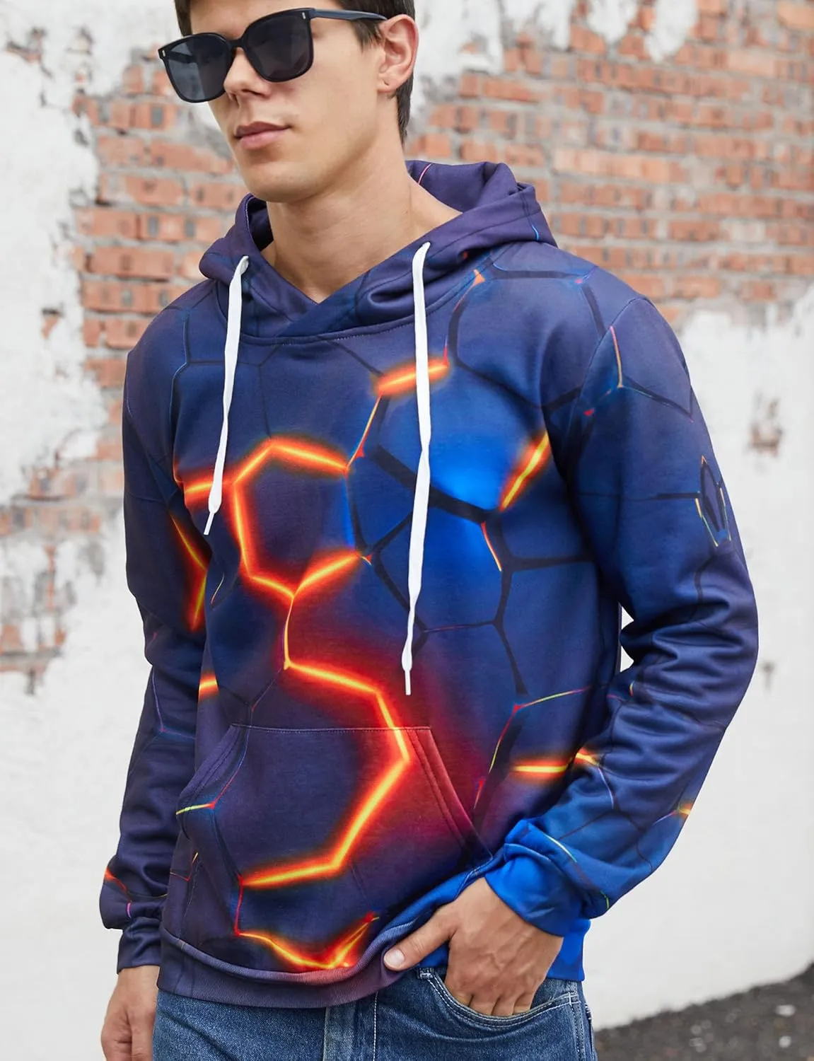 Unisex Cool 3D Fleece Liner Hoodies Upgrade Quality Pullover Novelty Print Sweatshirt With Front Pocket S-XXL