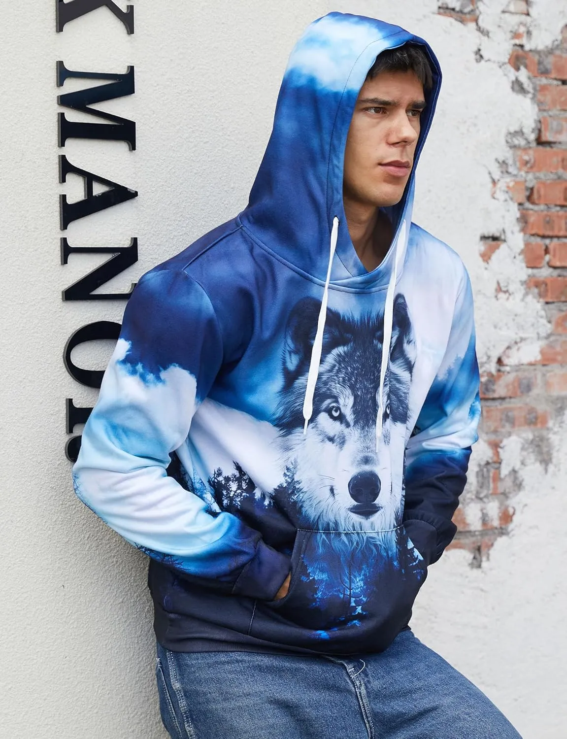 Unisex Cool 3D Fleece Liner Hoodies Upgrade Quality Pullover Novelty Print Sweatshirt With Front Pocket S-XXL