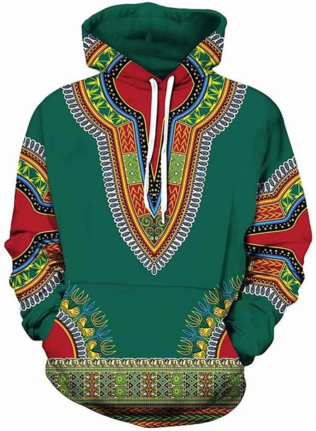 Unisex Dashiki Hoodie 3D Print African Ethnic Long Sleeve Pullover Sweatshirt