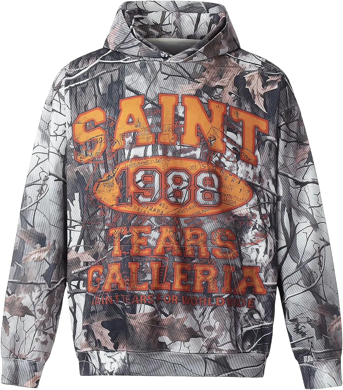 Unisex SAINT Hip Hop Vintage Full Patterm High Printed Loose Hooded Hoodie With Pocket