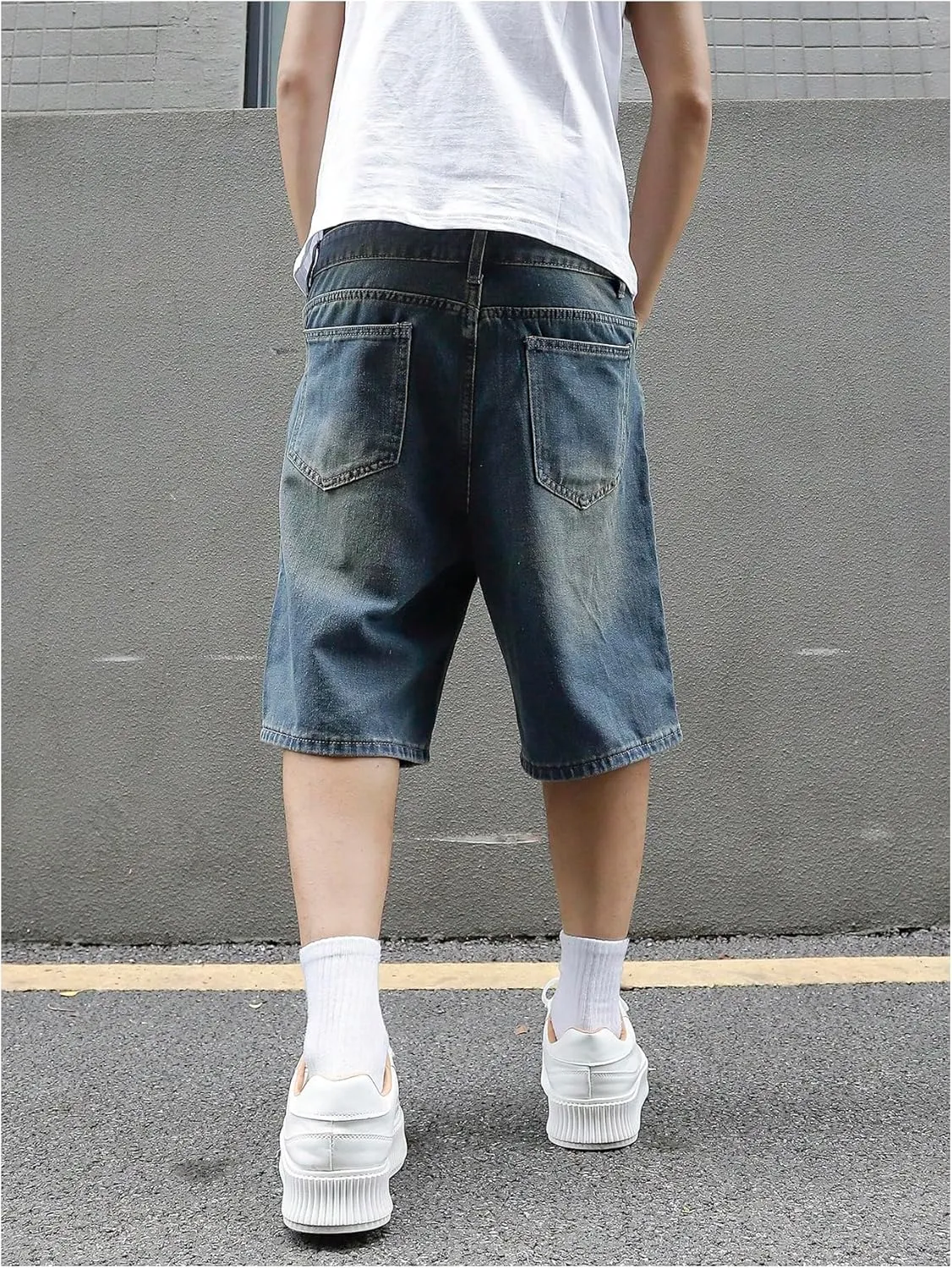 Verdusa Men's Baggy Bermuda Denim Shorts Streetwear Jean Short with Pockets