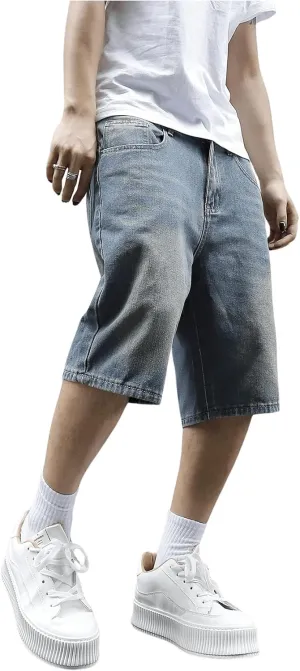 Verdusa Men's Baggy Bermuda Denim Shorts Streetwear Jean Short with Pockets