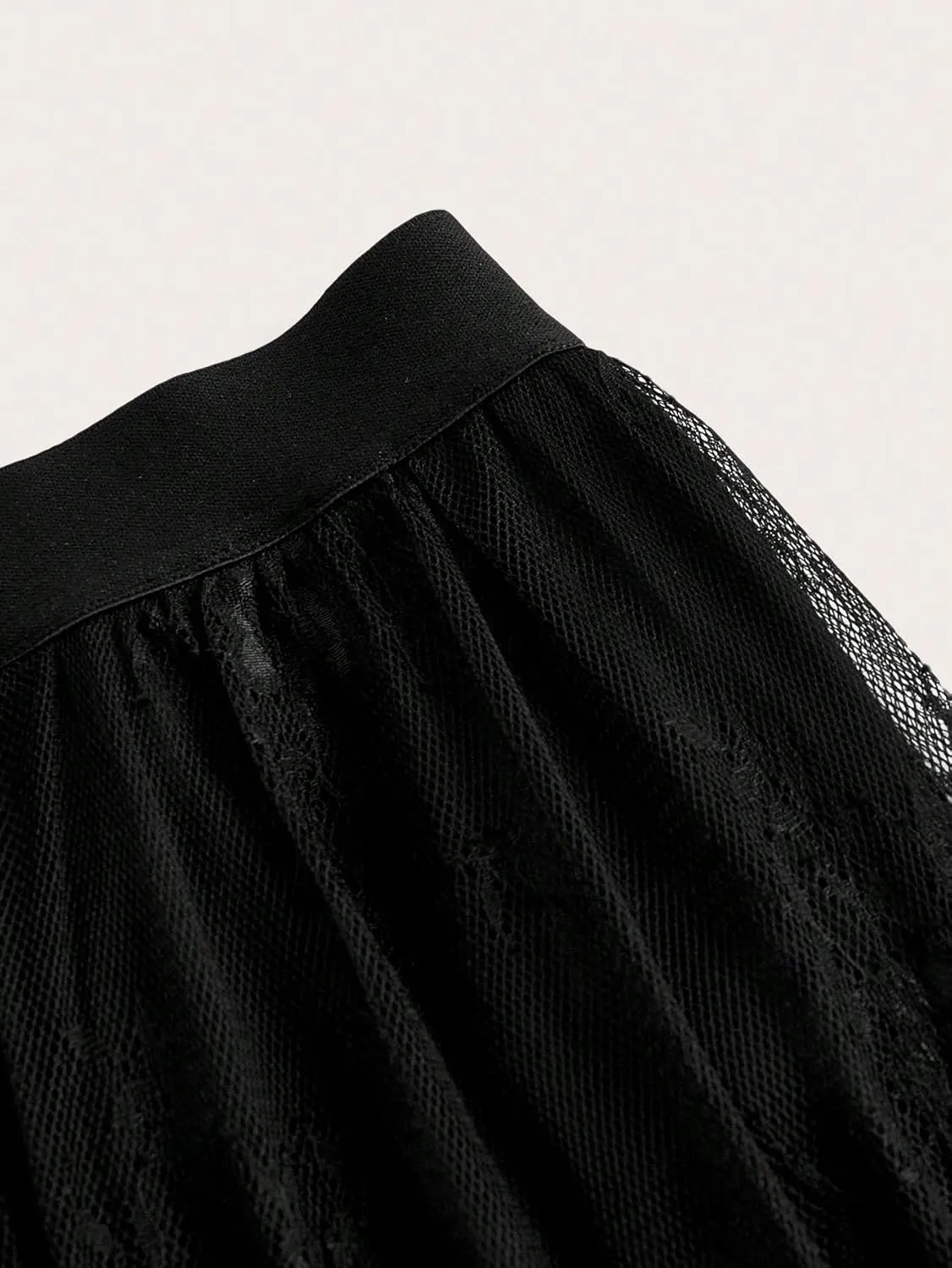 Verdusa Women's Elastic High Waist Lace A Line Long Skirt with Inner Shorts