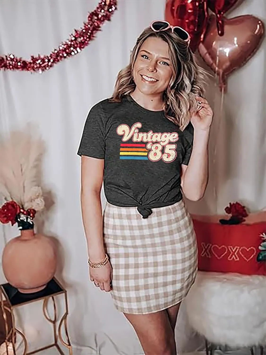 Vintage 1985 Shirt Women 40th Birthday Tshirt Forty Gift Shirts 40 Years of Birthday Party Tee Born in 1985 Novelty Top