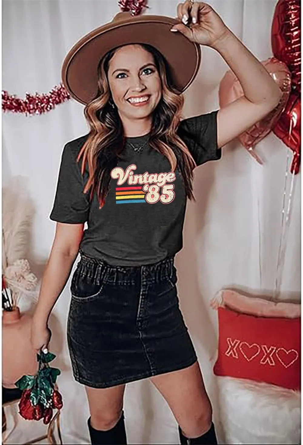 Vintage 1985 Shirt Women 40th Birthday Tshirt Forty Gift Shirts 40 Years of Birthday Party Tee Born in 1985 Novelty Top