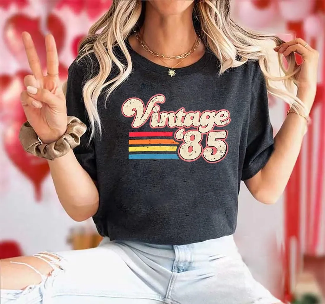 Vintage 1985 Shirt Women 40th Birthday Tshirt Forty Gift Shirts 40 Years of Birthday Party Tee Born in 1985 Novelty Top