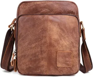 Vintage Single Shoulder Crossbody Bag With Top Layer Cowhide Sanded Leather Carrying Bag
