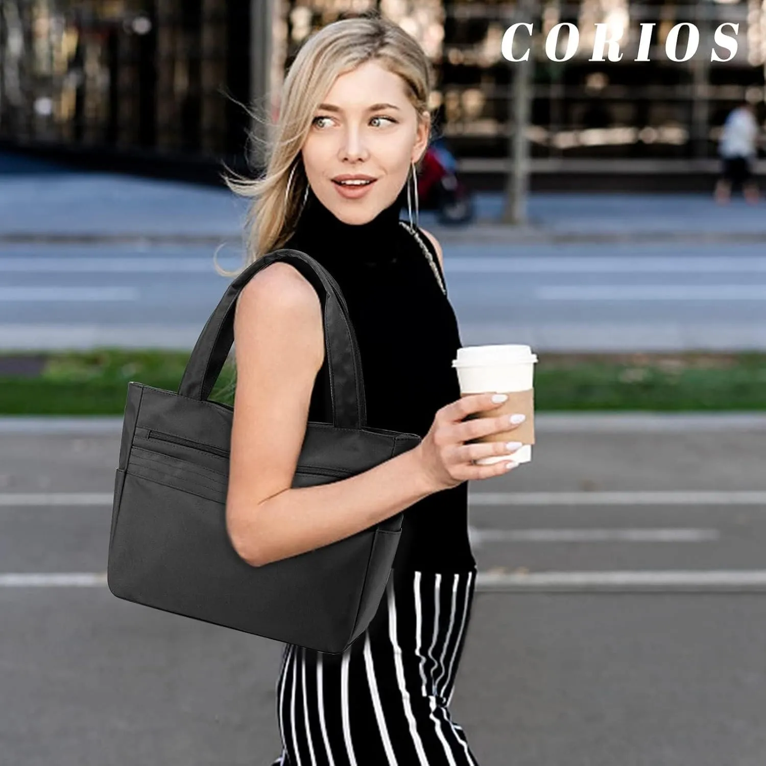 Waterproof Shoulder Multi Pockets Top Handle Casual Lightweight Tote Shopping Women Nylon Handbag