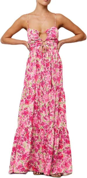 Women Boho Tie Shoulder Maxi Dress Y2k Floral Smocked Tiered Patchwork Long Dress Sleeveless Flowy Beach Sundresses