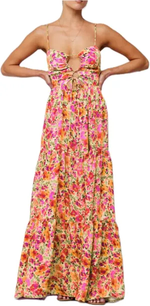 Women Boho Tie Shoulder Maxi Dress Y2k Floral Smocked Tiered Patchwork Long Dress Sleeveless Flowy Beach Sundresses