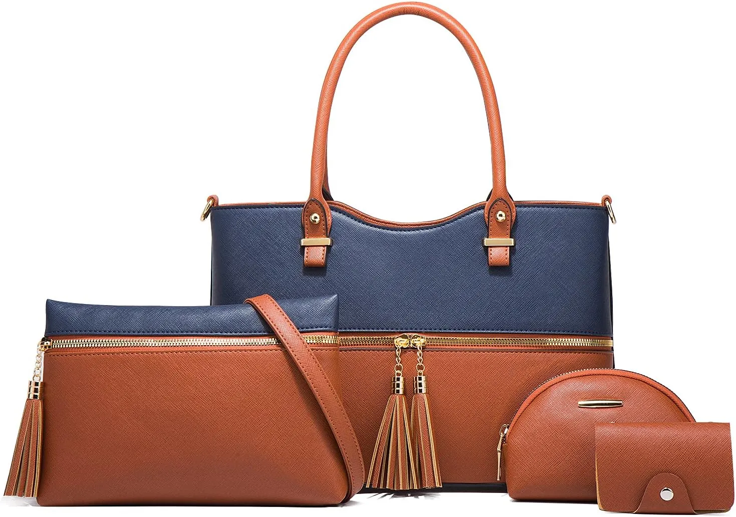 Women Handbag 4pcs Set Tote Leather Top Handle Shoulder Bag Satchel Card Purses