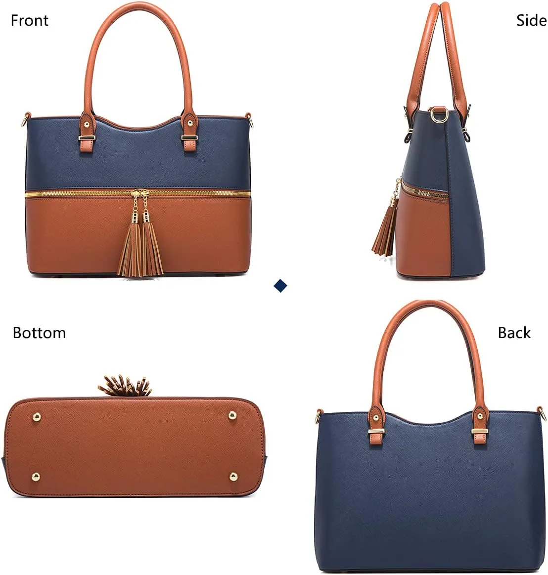 Women Handbag 4pcs Set Tote Leather Top Handle Shoulder Bag Satchel Card Purses