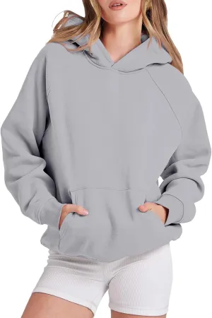 Women Hoodies Fleece Oversize Sweatshirt Casual Basic Long Sleeve Athletic Workout Pullover Fall Clothes