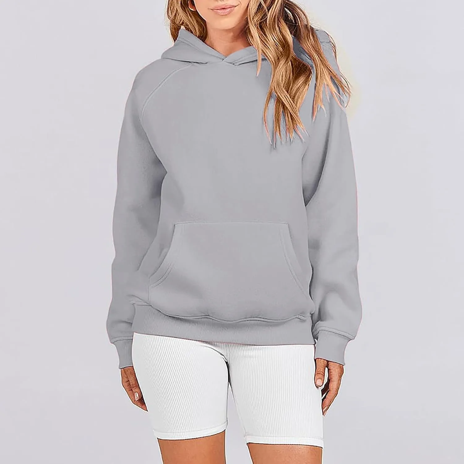 Women Hoodies Fleece Oversize Sweatshirt Casual Basic Long Sleeve Athletic Workout Pullover Fall Clothes