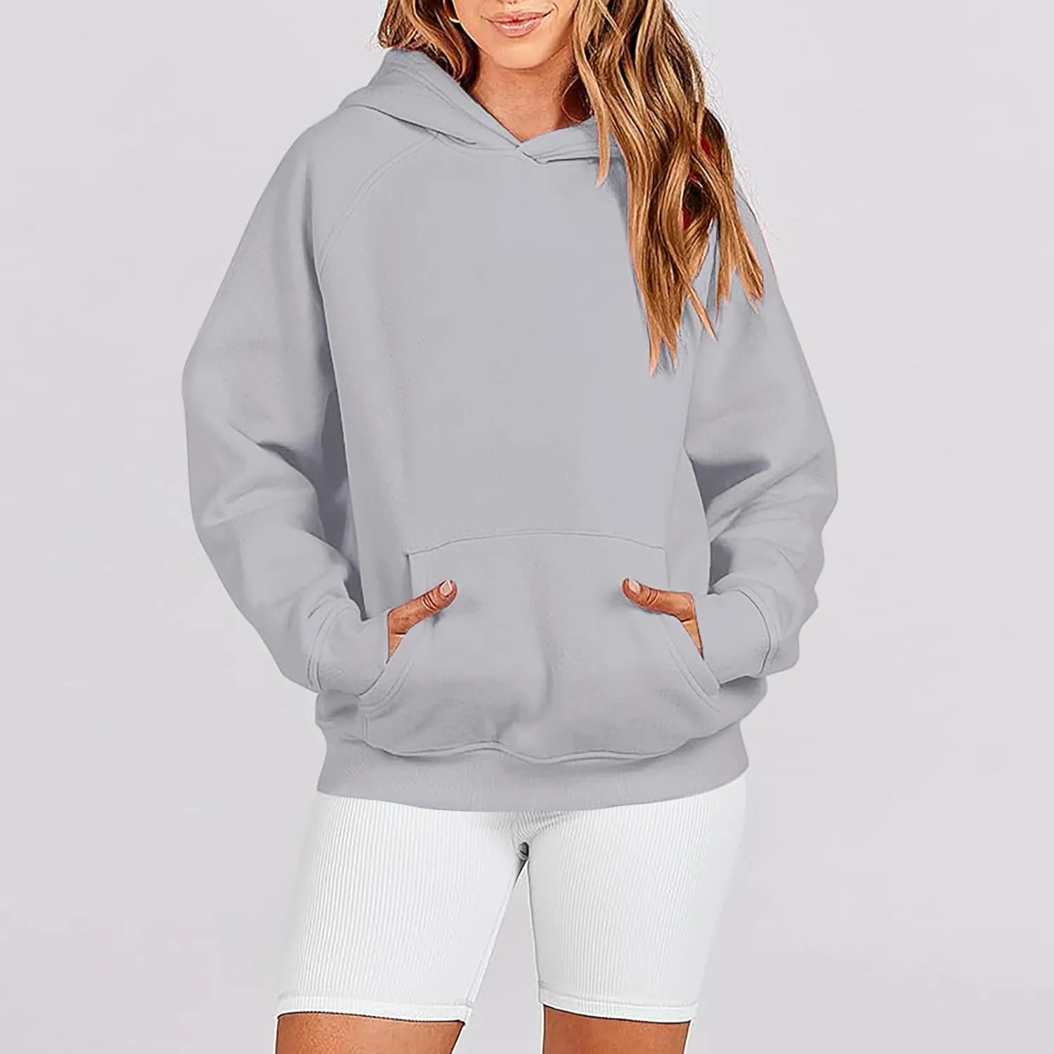 Women Hoodies Fleece Oversize Sweatshirt Casual Basic Long Sleeve Athletic Workout Pullover Fall Clothes