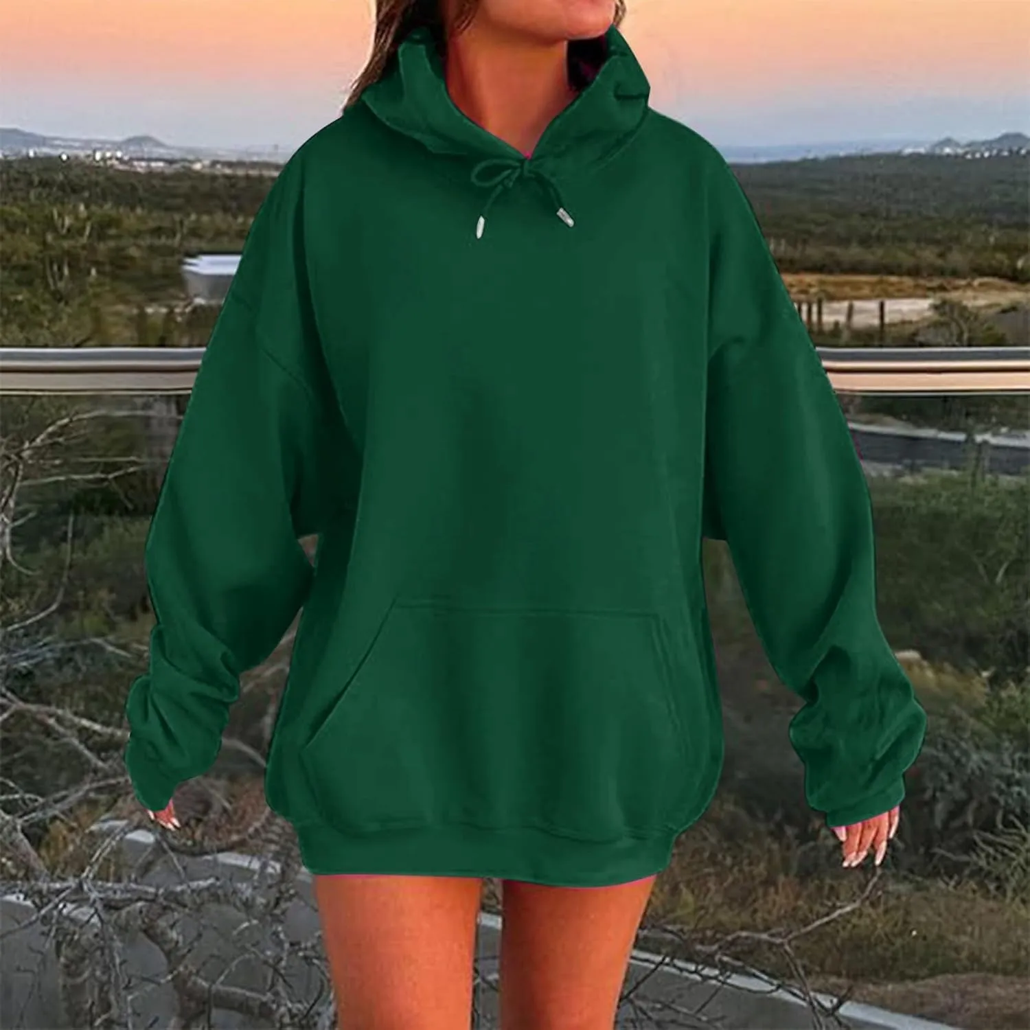 Women Oversized Hoodies Casual Long Sleeve Pullover Winter Plus Size Drop Shoulder Pocket Sweatshirts Trendy