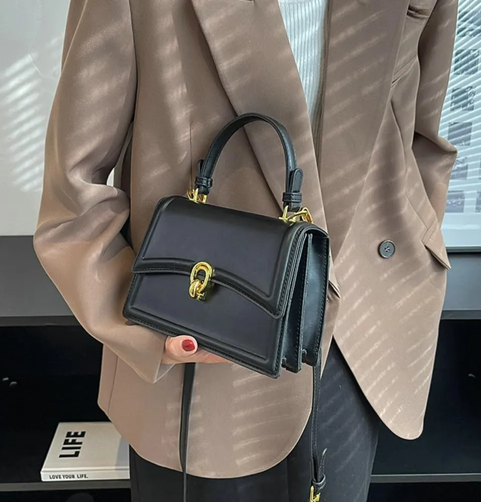 Women PU Leather Tote Handbgs Retro Top Handle Purse Mini Square Crossbody Satchel