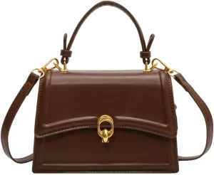 Women PU Leather Tote Handbgs Retro Top Handle Purse Mini Square Crossbody Satchel