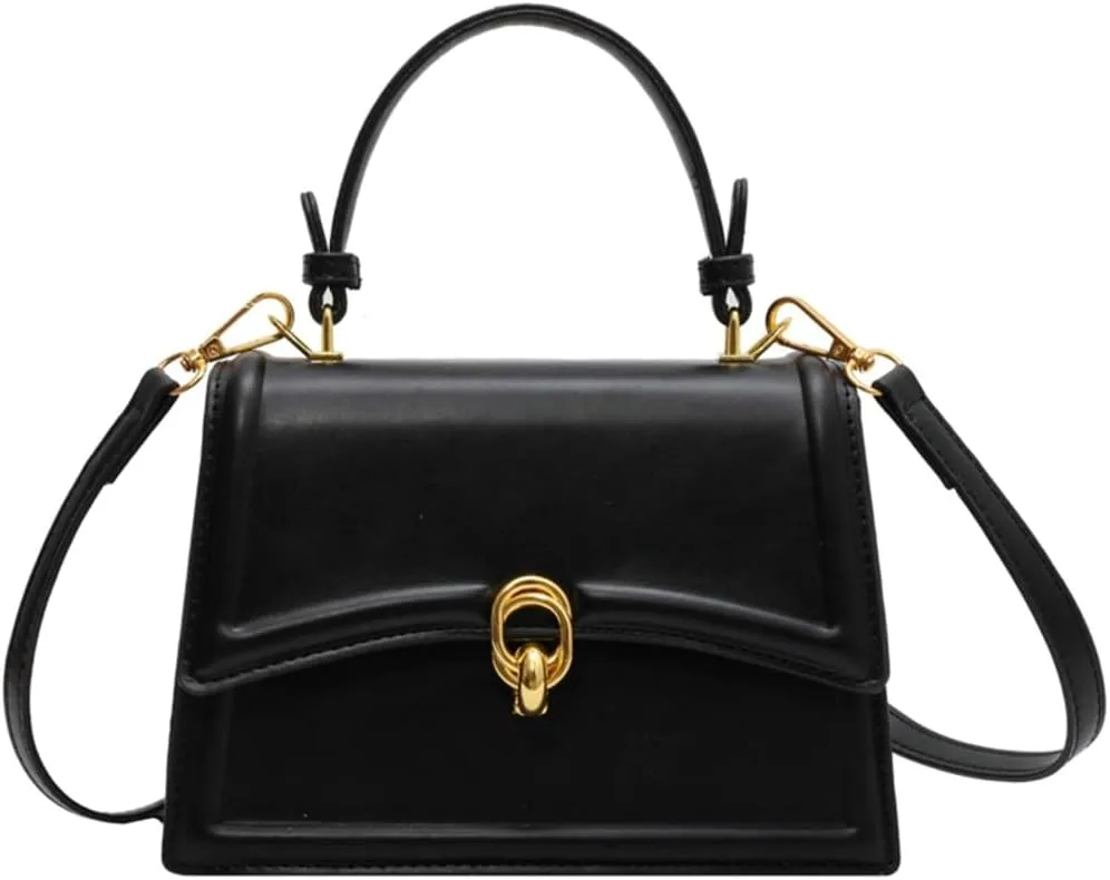 Women PU Leather Tote Handbgs Retro Top Handle Purse Mini Square Crossbody Satchel