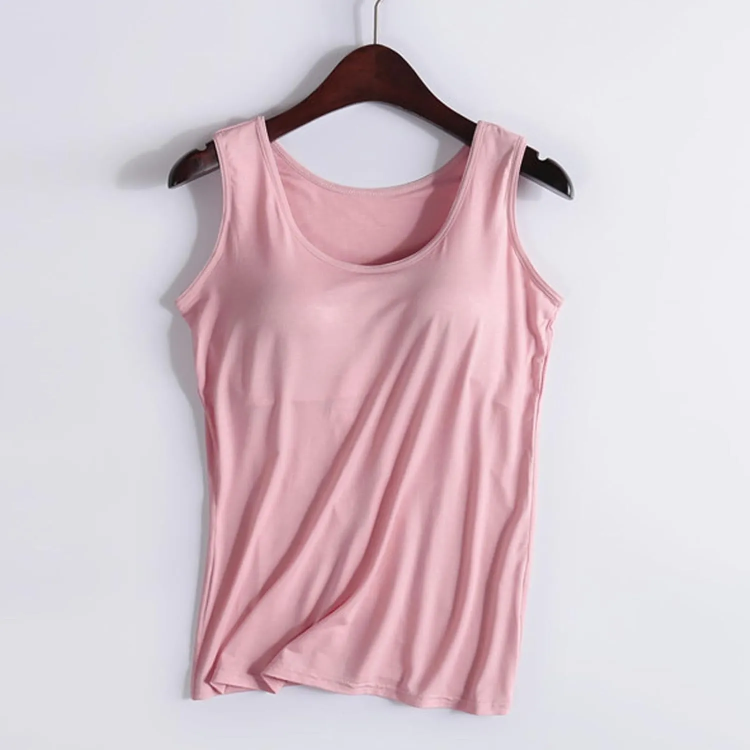 Women Tank Top with Built-in Padded Bra 2025 Basic Camisole Stretch Casual Tanks Scoop Neck Workout Athletic Shirt