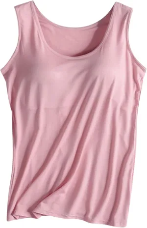 Women Tank Top with Built-in Padded Bra 2025 Basic Camisole Stretch Casual Tanks Scoop Neck Workout Athletic Shirt