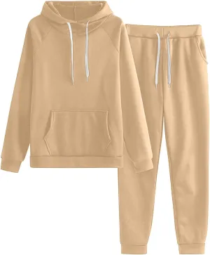 Women's 2 Piece Lounge Sets Long Sleeve Crewneck Fall Trendy Loungewear Hoodie Sweatshirt Long Pants Tracksuit