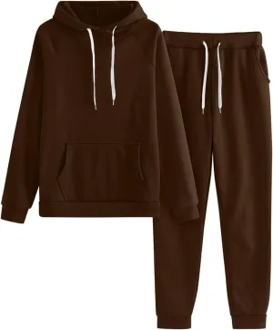 Women's 2 Piece Lounge Sets Long Sleeve V Neck Vintage Sweater Two Piece Travel Outfits Sweatsuits Sweatsuit