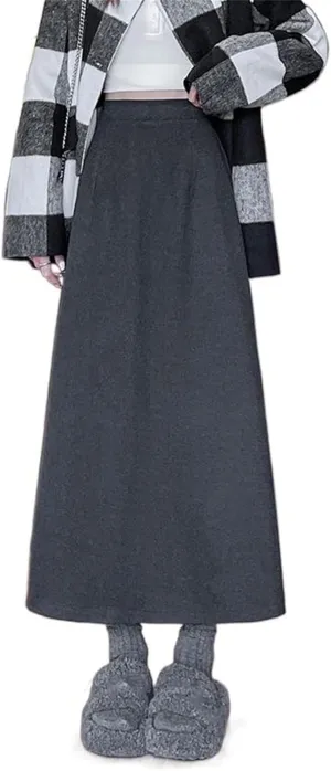 Women's Autumn and Winter Wool Pencil Skirt, High-Waisted, Split, Midi Skirt, Plus Size