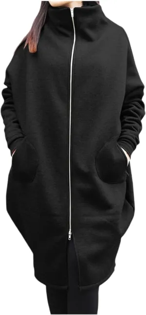 Women's Casual Oversized Hoodies Long Tunic Sweatshirts Jackets Plus Size Zip up Hoodie with Pockets