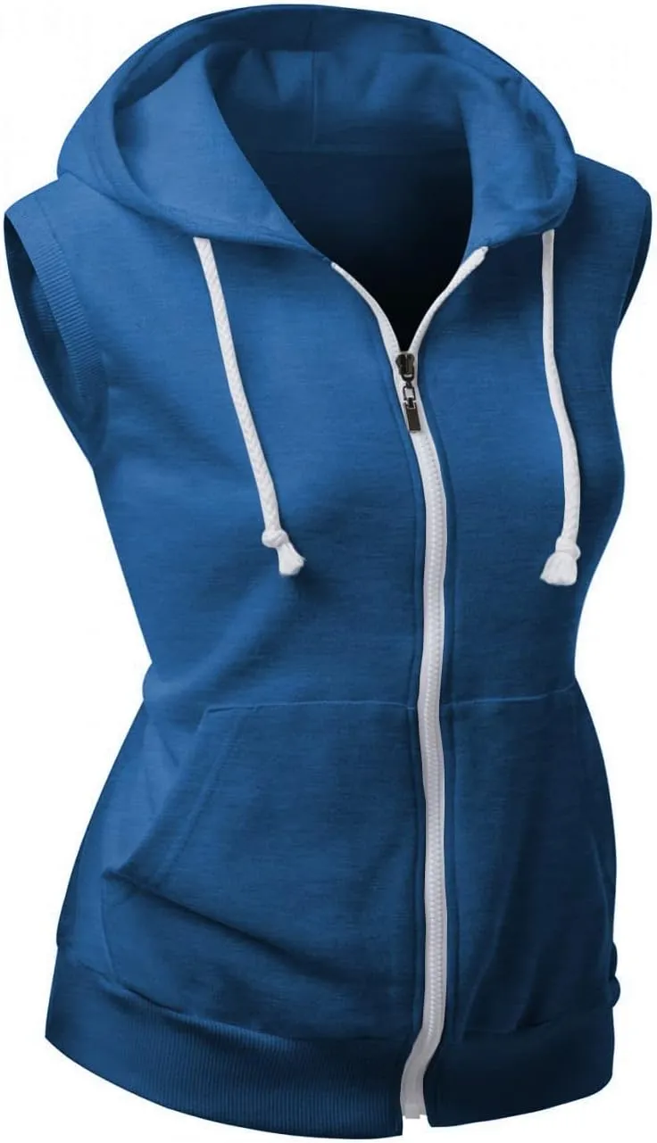 Womens Cotton Zip Up Hoodie Vest