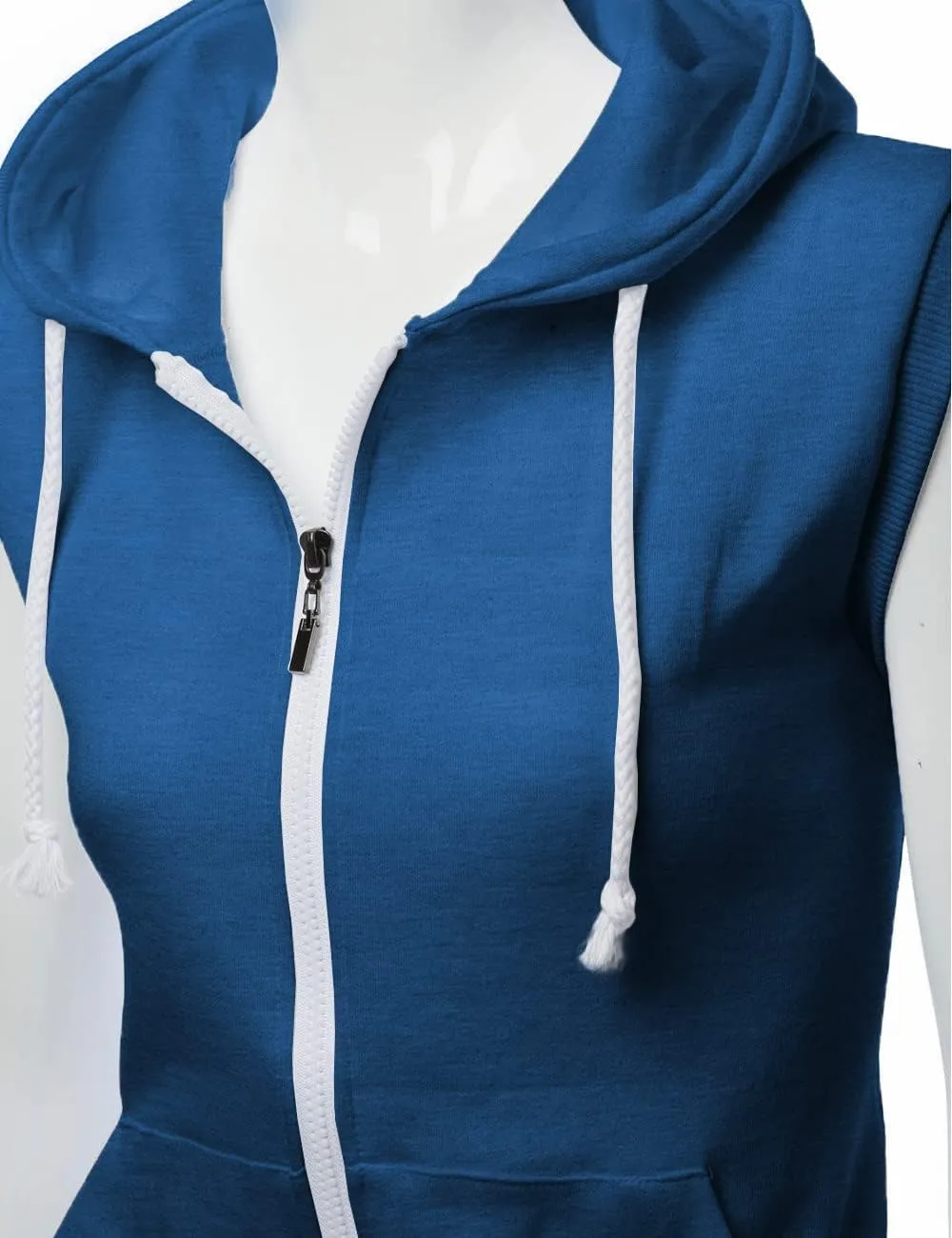 Womens Cotton Zip Up Hoodie Vest