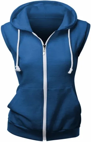 Womens Cotton Zip Up Hoodie Vest