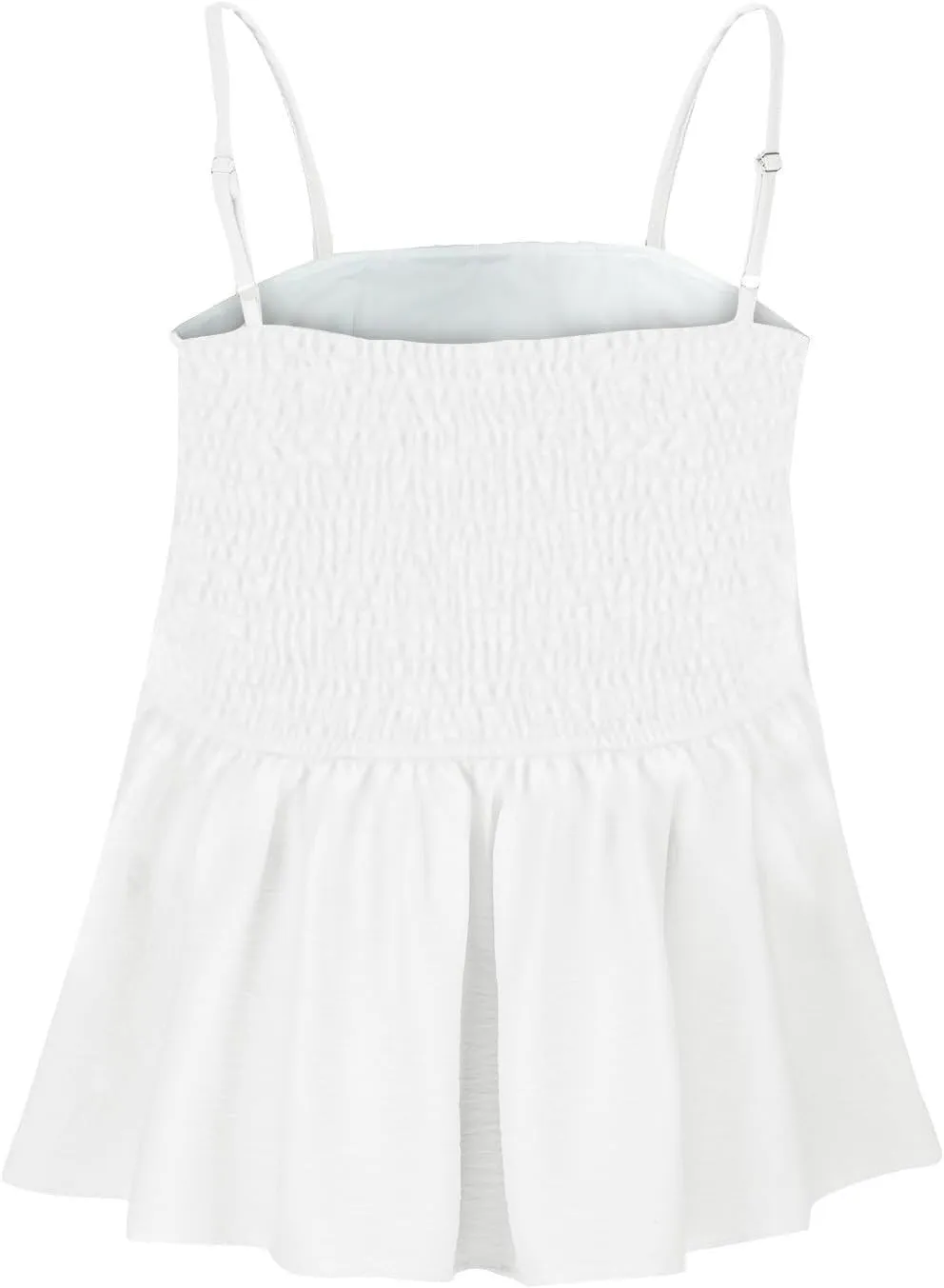 Women's Cute Camisole Adjustable Spaghetti Strap Peplum Tops Flowy Pleated Crop Tops Loose Fit Flare Babydoll Shirts