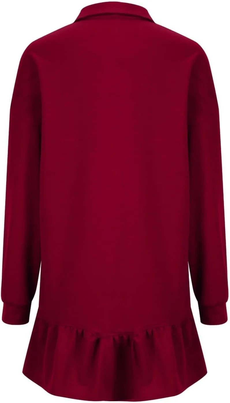 Womens Fall Midi Dresses 2024 Oversized Sweatshirts Long Sleeve Crewneck Pleated Pullover Mini Dress Fall Outfits