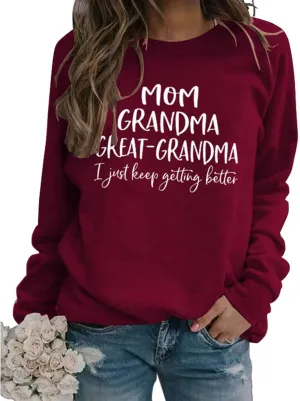 Womens Great Grandma Sweatshirt Crewneck Casual Pullover Loose Comfy Grandma Gifts Shirts Top