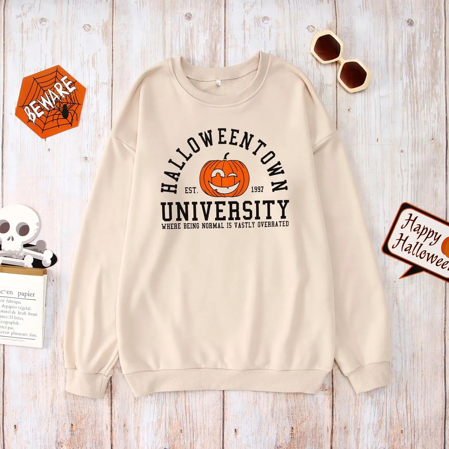 Women's Halloweentown Sweatshirt Halloween Town University Crewneck Top Spooky Season Oversized Pullover Clothes
