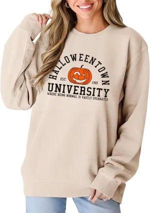 Women's Halloweentown Sweatshirt Halloween Town University Crewneck Top Spooky Season Oversized Pullover Clothes