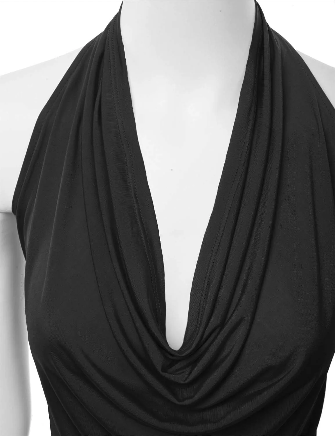 Women's Halter Neck Front Draped Backless Tank Top Made in USA (S-3XL)