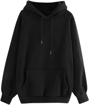 Women's Hoodies Casual Long Sleeve Pullover Tops Pocket Solid Oversized Fall Winter Lightweight Hooded Sweatshirts