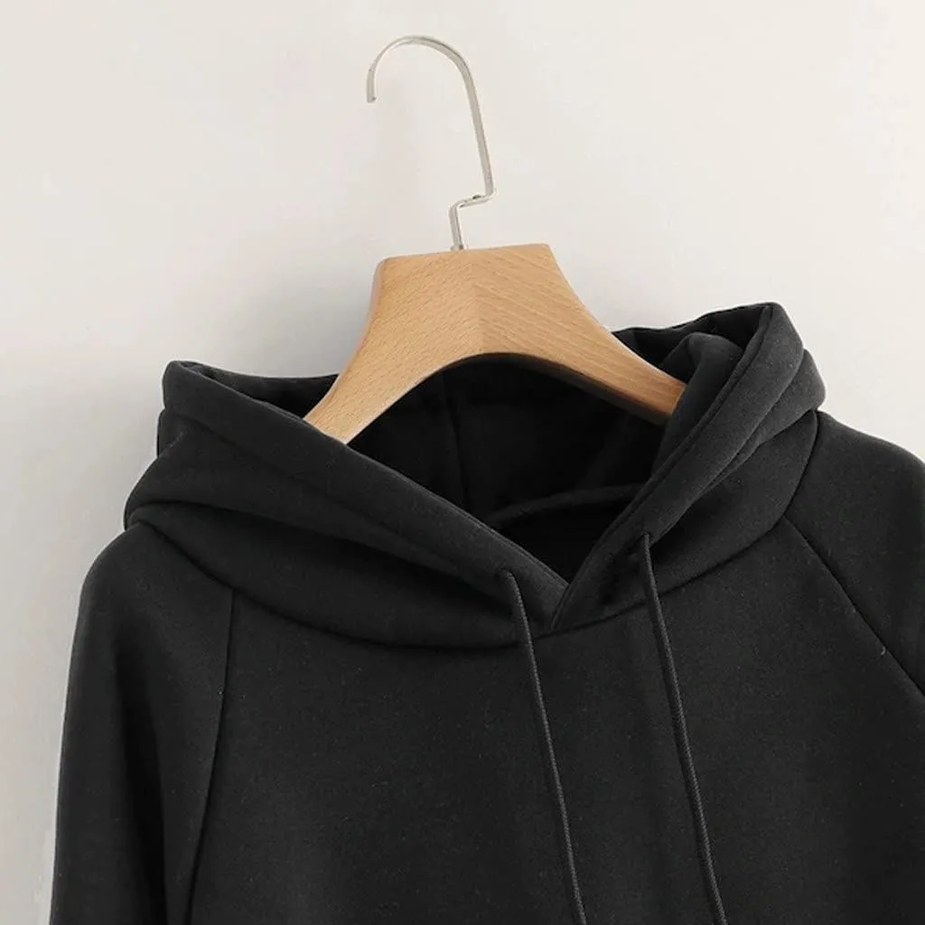 Women's Hoodies Casual Long Sleeve Pullover Tops Pocket Solid Oversized Fall Winter Lightweight Hooded Sweatshirts