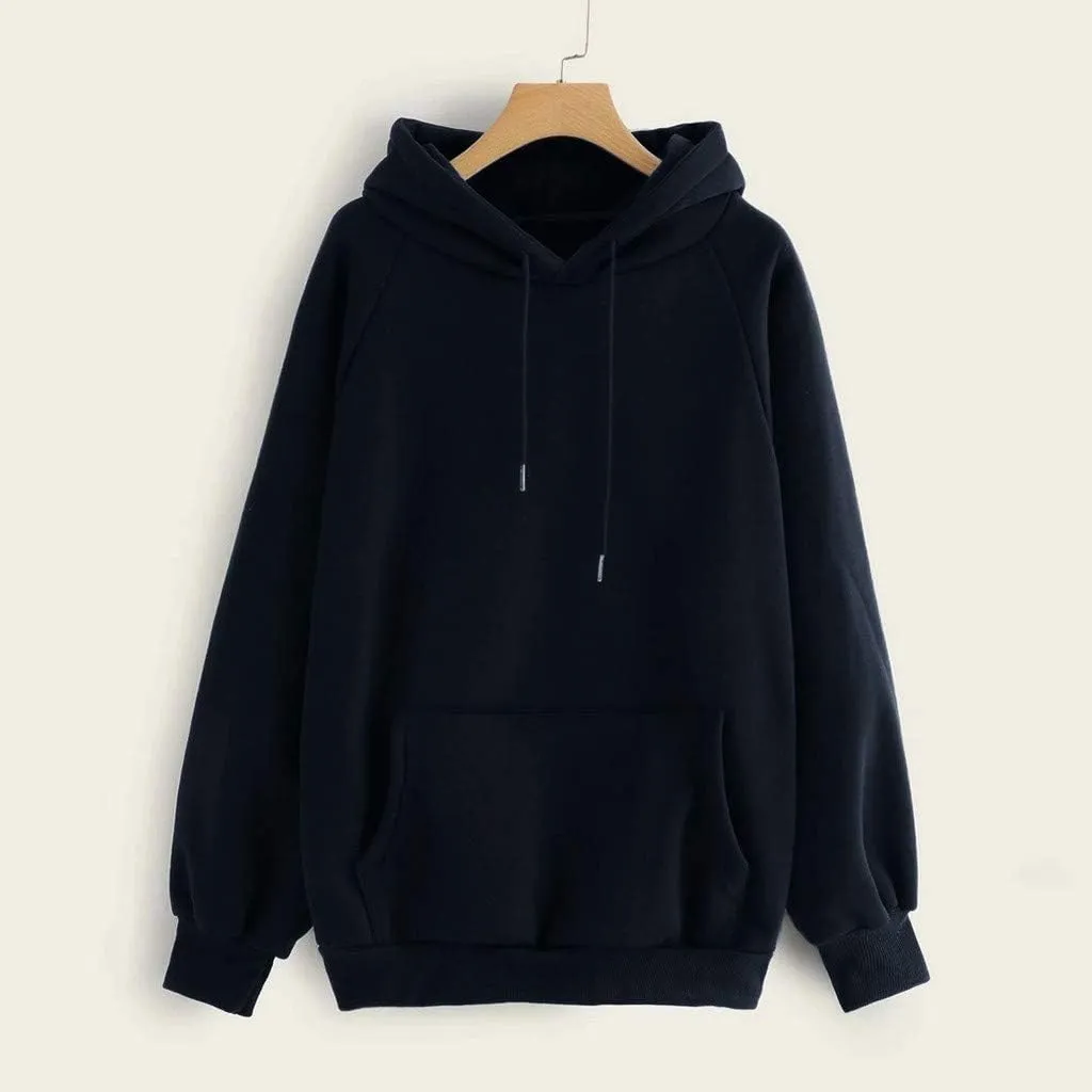 Women's Hoodies Casual Long Sleeve Pullover Tops Pocket Solid Oversized Fall Winter Lightweight Hooded Sweatshirts