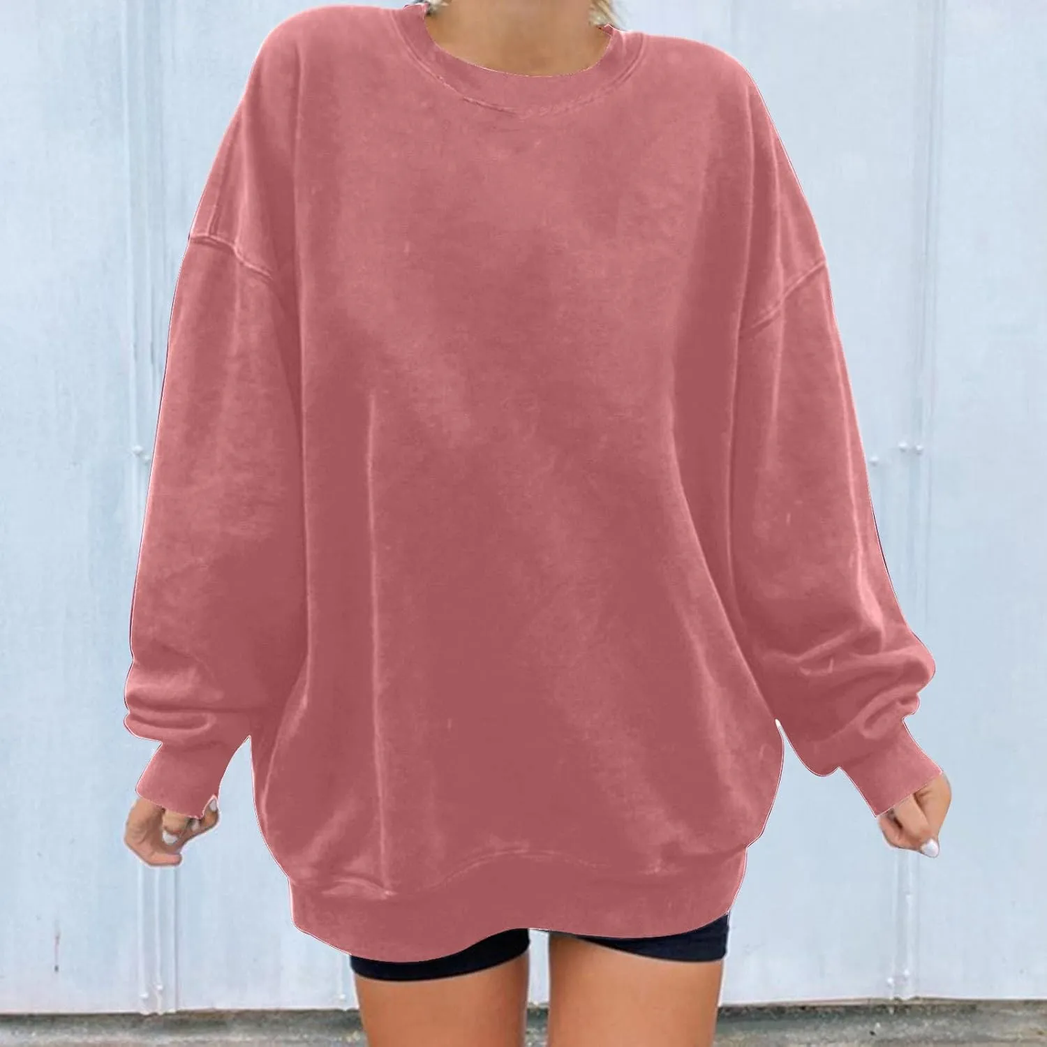 Womens Hoodies Oversized Long Sleeve Casual Shirts Soild Lightweight Pullover Sweatshirt Fall Fashion Clothes 2024