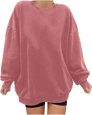 Womens Hoodies Oversized Long Sleeve Casual Shirts Soild Lightweight Pullover Sweatshirt Fall Fashion Clothes 2024