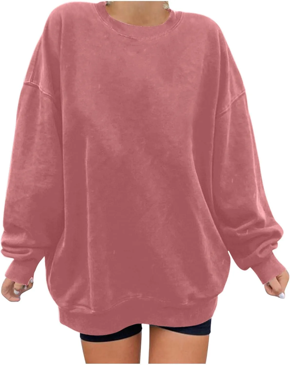 Womens Hoodies Oversized Long Sleeve Casual Shirts Soild Lightweight Pullover Sweatshirt Fall Fashion Clothes 2024