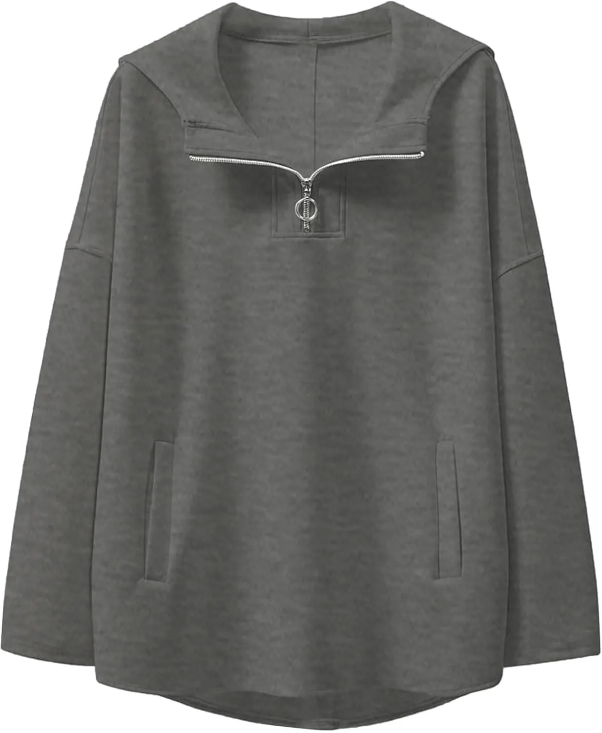 Women's Oversized Hoodies Casual Long Sleeve Half Zipper Pocket Sweatshirt Pullover Tops
