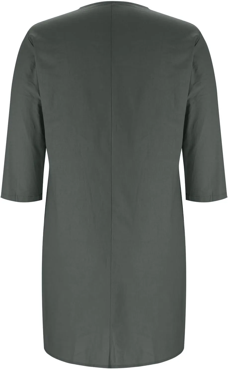 Womens Plus Size Summer Dress Cotton Linen Trendy 3/4 Sleeve Dresses Casual Loose Side Split V Neck Midi Shirt Dress