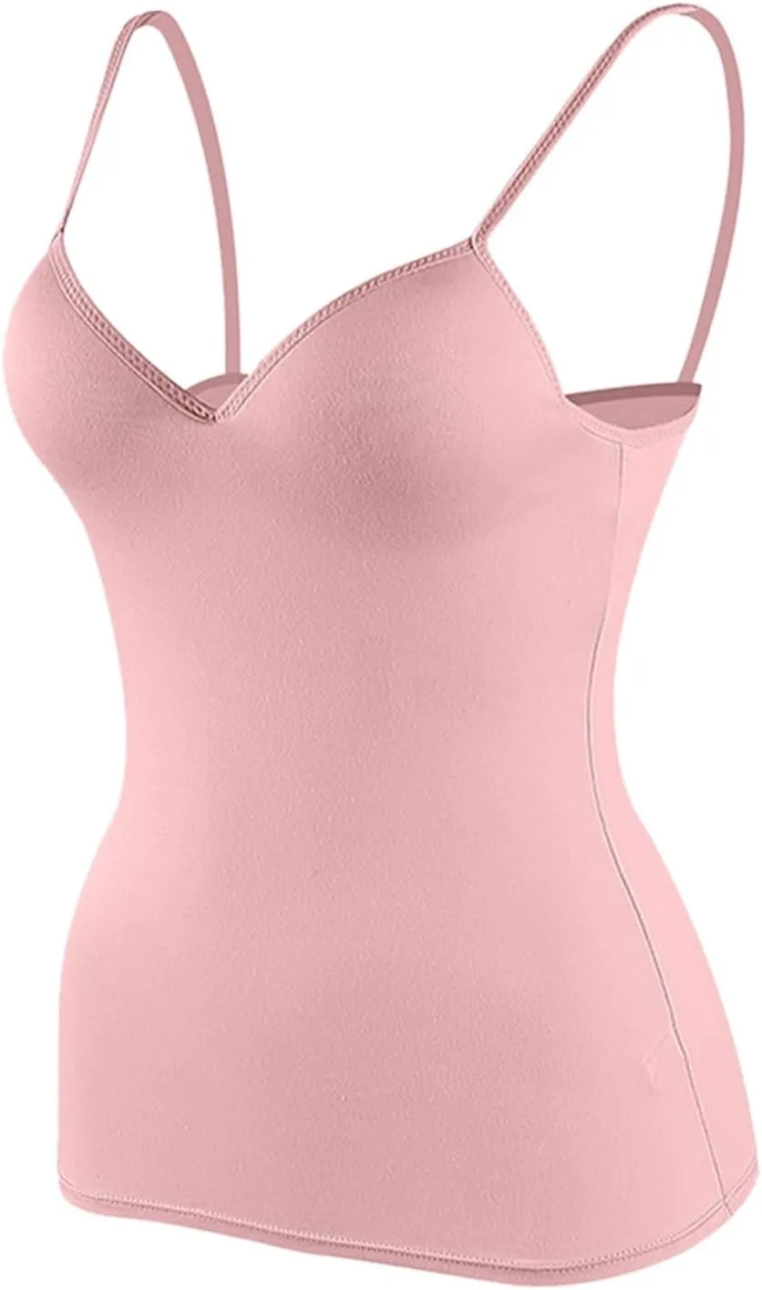 Women's Shelf Bra Camisole Tops Built in Bra Spaghetti Strap Workout Yoga Shirts Basic Layer Padded Bras Tank Tops
