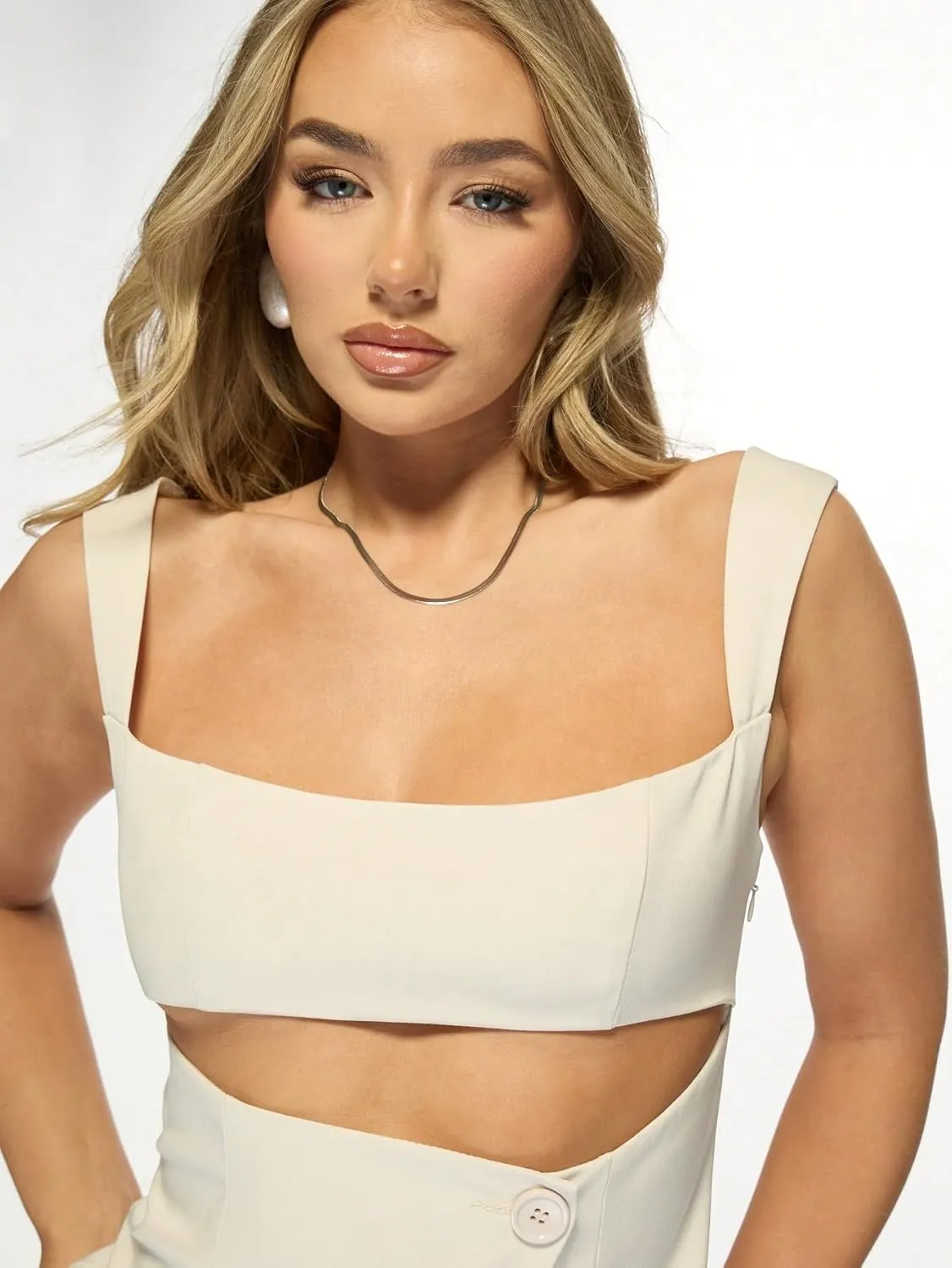 Womens Sleeveless Camisole Tank Tops Blouse Casual Asymmetrical Square Neck Cut-Out Top
