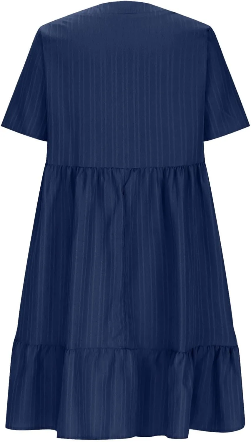 Womens Summer Dresses Trendy Short Sleeve V Neck A Line Ruffle Tiered Flowy Casual Mini Beach Dress Tshirt Sundress