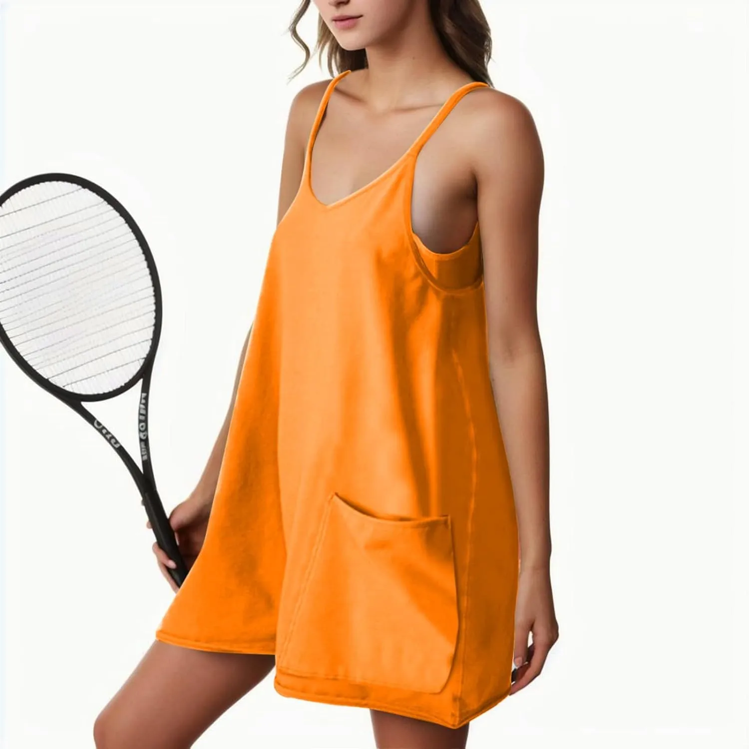 Womens Tennis Dress Workout Mini Dress with Shorts Sleeveless Spaghetti Straps Golf Athletic Dresses 2025